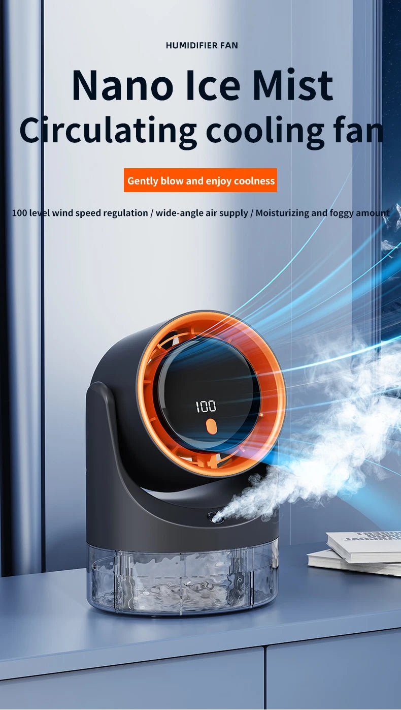 TINSOL Mini Mist Cooling Fan – 360° Adjustable Ice-Cool Humidifier Air Circulator