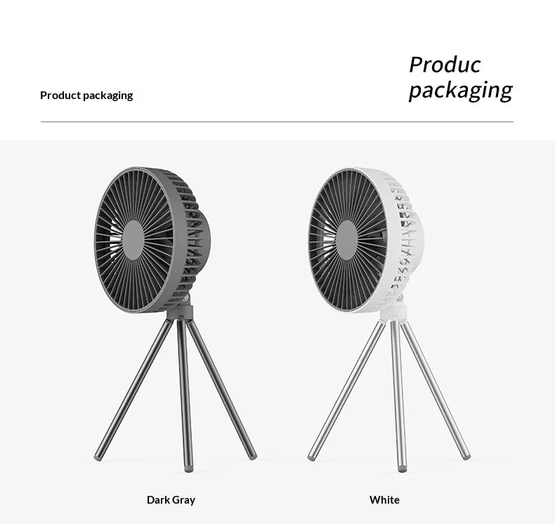 HOMEFISH Rechargeable Camping Fan – Wireless Ceiling & Desktop Fan with LED Light and Power Bank