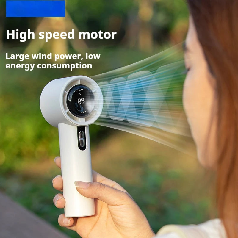 5200mAh Handheld Cooling Fan – USB Rechargeable Fan with LED Display & Cooling Plate