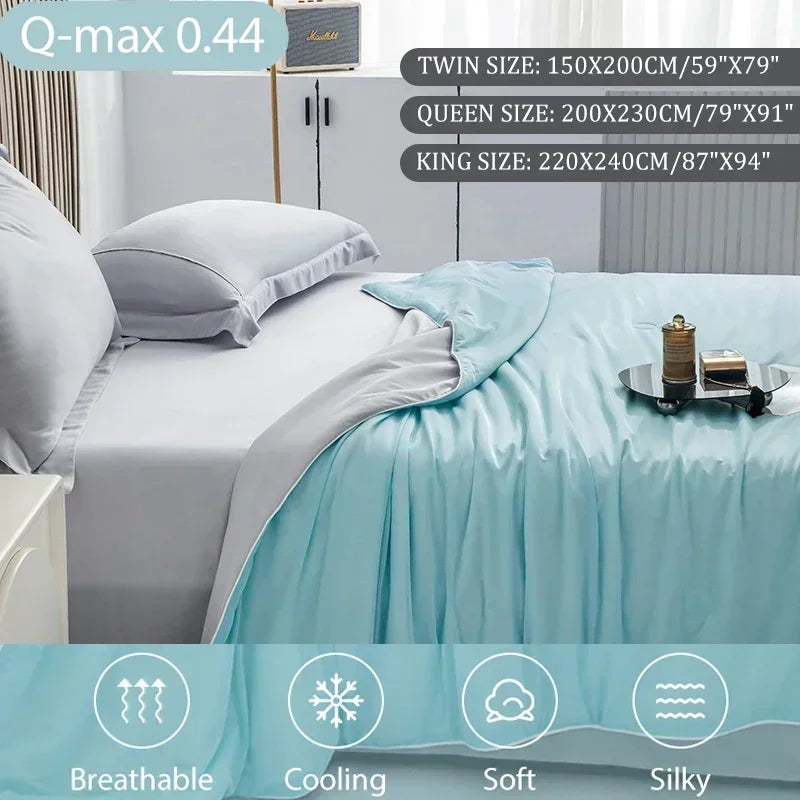 Cooling Blanket for Hot Sleepers – Double Sided Lightweight Summer Quilt, Soft Breathable Air Condition Comforter