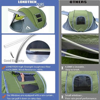 4 Person Pop Up Camping Tent – Automatic Instant Setup Waterproof Tent with 2 Doors for Hiking & Travel