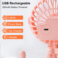 Mini Rechargeable Clip Fan – 360° Rotating Stroller, Bike & Car Tripod Fan