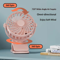 Portable Rechargeable Clip Fan – 720° Rotating Hanging Fan with Night Light for Camping & Outdoor Use