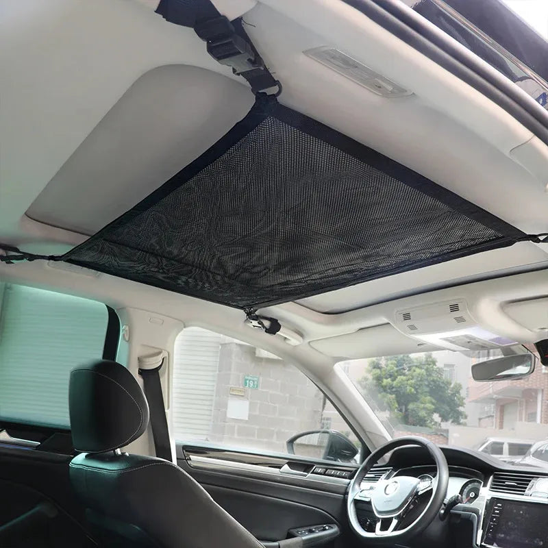 SUV Car Ceiling Storage Net – Breathable Mesh Roof Cargo Organizer for Interior Auto Storage & Travel Accessories