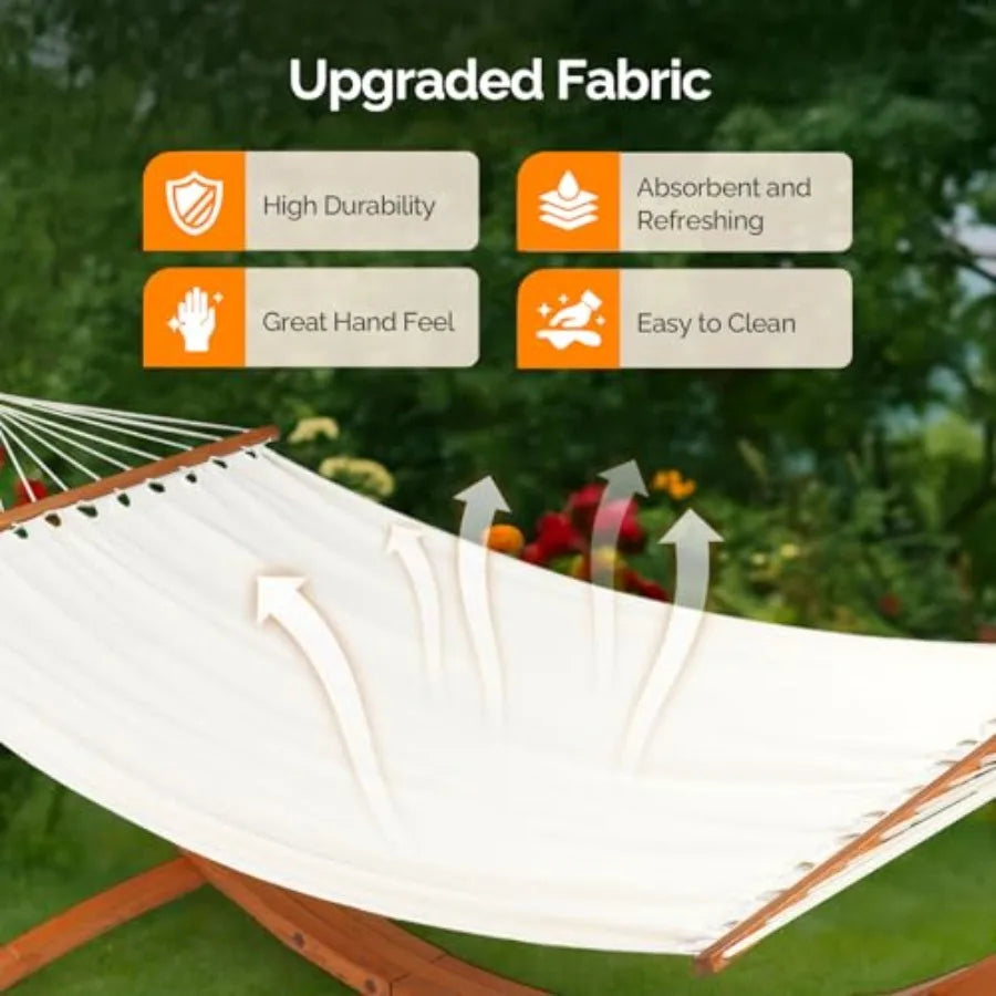 Double Hammock with Curved Hardwood Stand