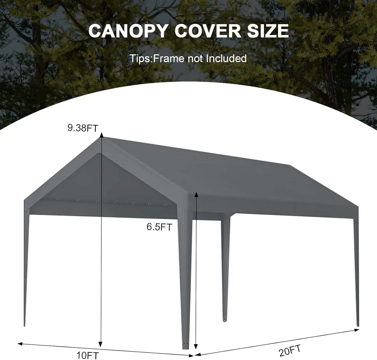 10x20 Heavy Duty Carport Canopy Replacement Cover