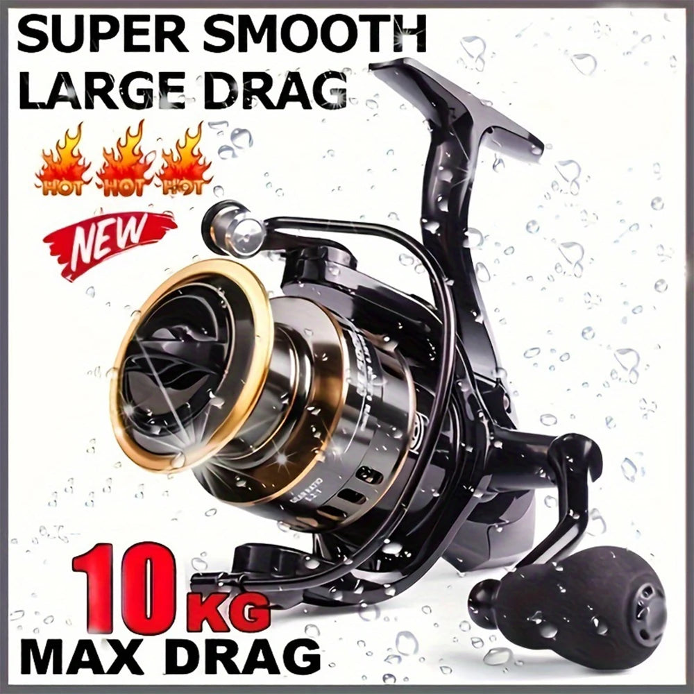 HE6000-7000 Spinning Wheel Fishing Reel – 5.2:1 Ratio 10KG Resistance | Field to Peak.