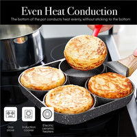 Pancake Egg Frying Pan 4 Cups Omelet Poached Egg Pan for Breakfast Divided Coating with Non Sticking Handle JT888