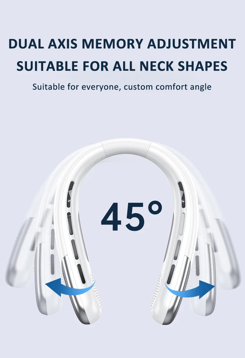 Wearable Neck Fan with LED Display – 360° Portable Cooling Fan, 5 Speeds & Low Noise Design