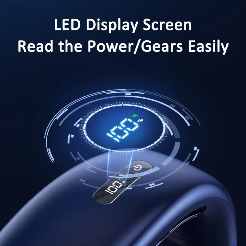 Wearable Neck Fan with LED Display – 360° Portable Cooling Fan, 5 Speeds & Low Noise Design
