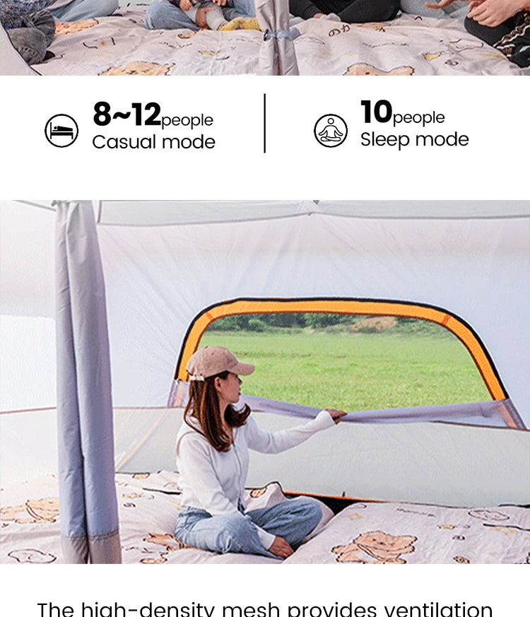 Upgraded 4 Season Camping Tent 3-12 Person Waterproof Windproof Double Layer 2 Room Family Outdoor Backpacking Equipment