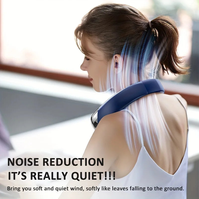 Wearable Neck Fan with LED Display – 360° Portable Cooling Fan, 5 Speeds & Low Noise Design