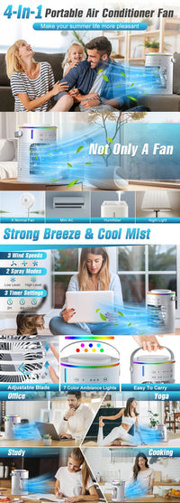 Small Space Air Conditioning for Home Rechargeable Portable Summer Desktop Air Cooler Spray Fan Moist Clean Air for Office Room