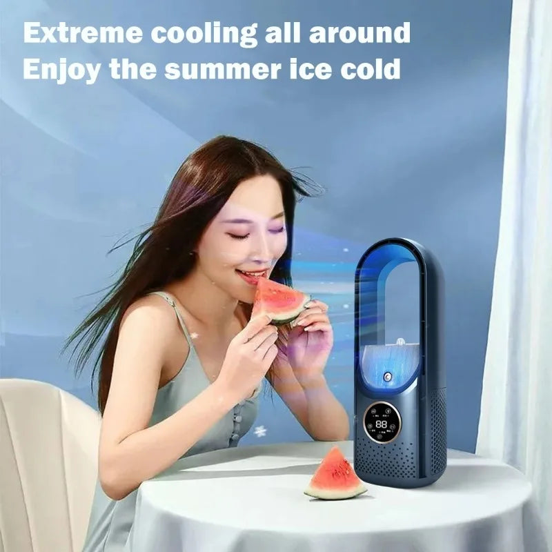 Portable Mini Air Cooler Fan – USB Bladeless Cooling Fan with 6 Speeds & Timer