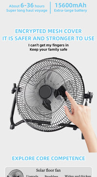 Battery Operated Solar Fan – Portable Indoor & Outdoor Fan with USB Phone Charging Output