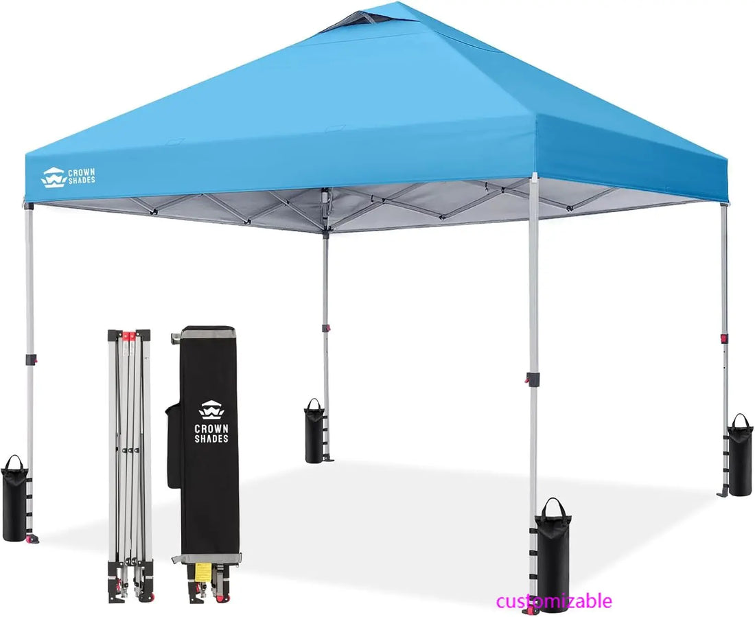 10x10 Pop Up Canopy Tent - One Push Setup, UPF 50+ UV Protection, Water & Flame Resistant, Portable with Wheels & Sand Bags