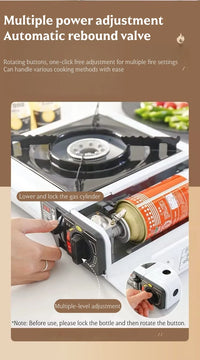 Portable cartridge stove, multi-functional stove,lightweight,suitable for camping,outdoor barbecuing,home cooking and gatherings