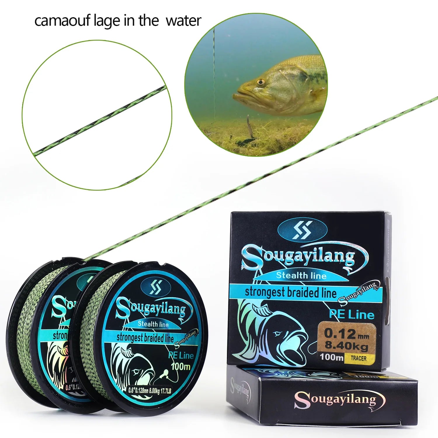 Heavy Duty PE Braided Fishing Line – 4-Strand Multifilament Fishing Wire (15LB-65LB, 100M-550M)