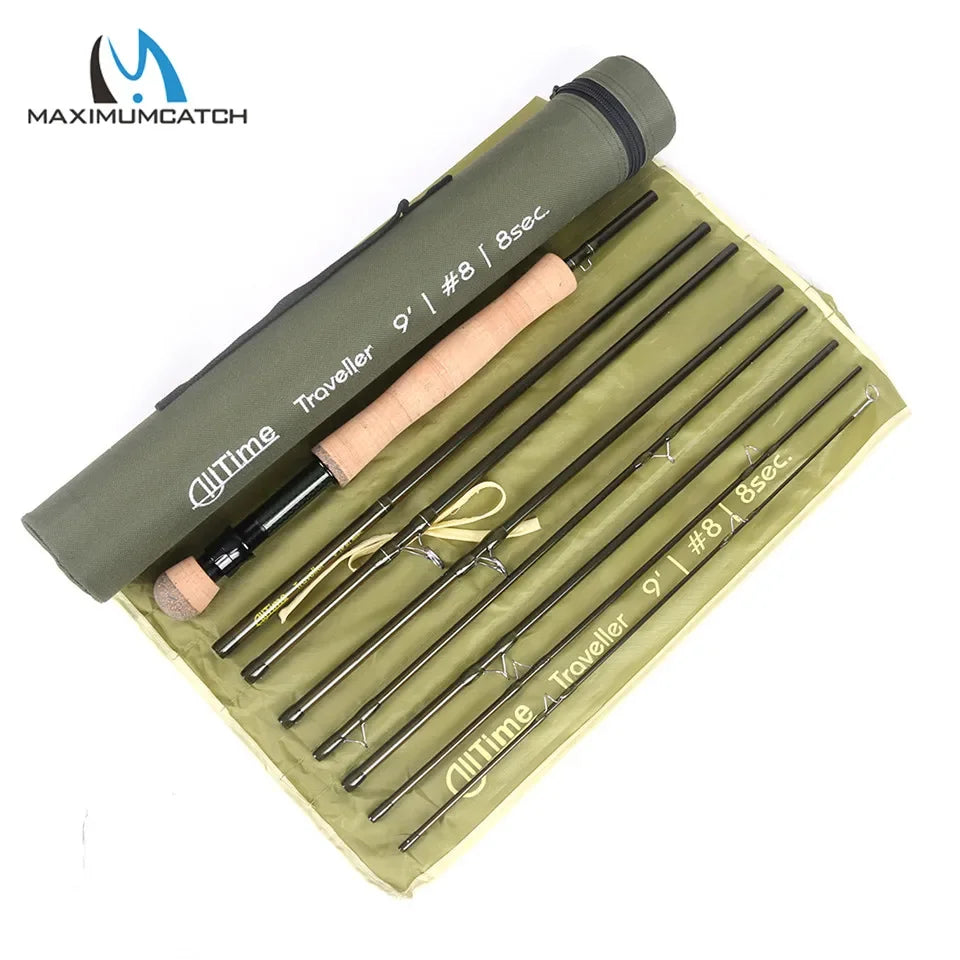 Ultra Compact Carbon Fiber Travel Fly Rod – Fast Action Freshwater Fly Fishing Pole