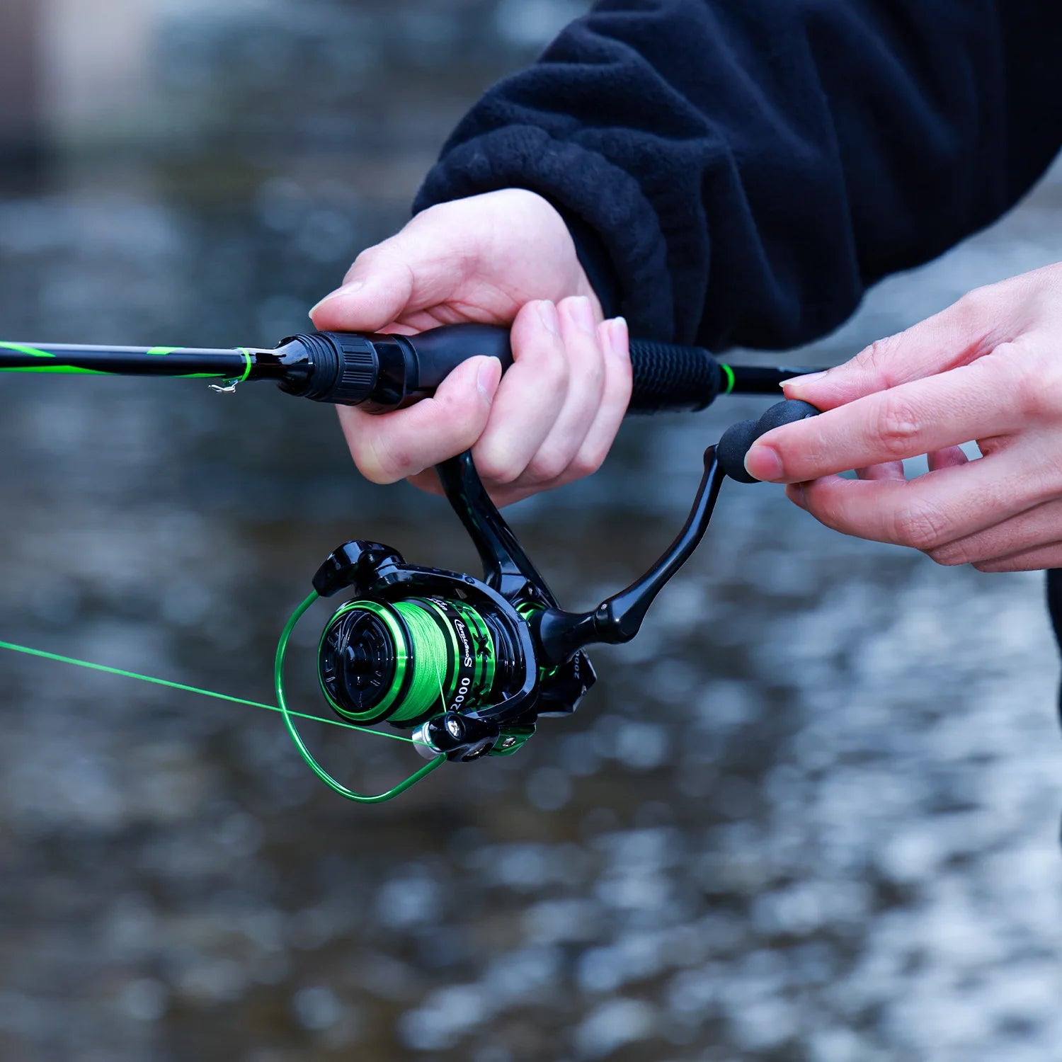 Heavy Duty 2-Section Fishing Rod & Reel Combo – Carbon Fiber Spinning Pole Set for Freshwater Fishing