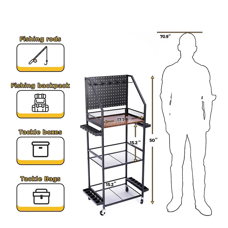 Fishing Rod Bracket, Fishing Equipment Holder , Fishing Cart Fishing Rod Tackle Box Reel Storage Rack