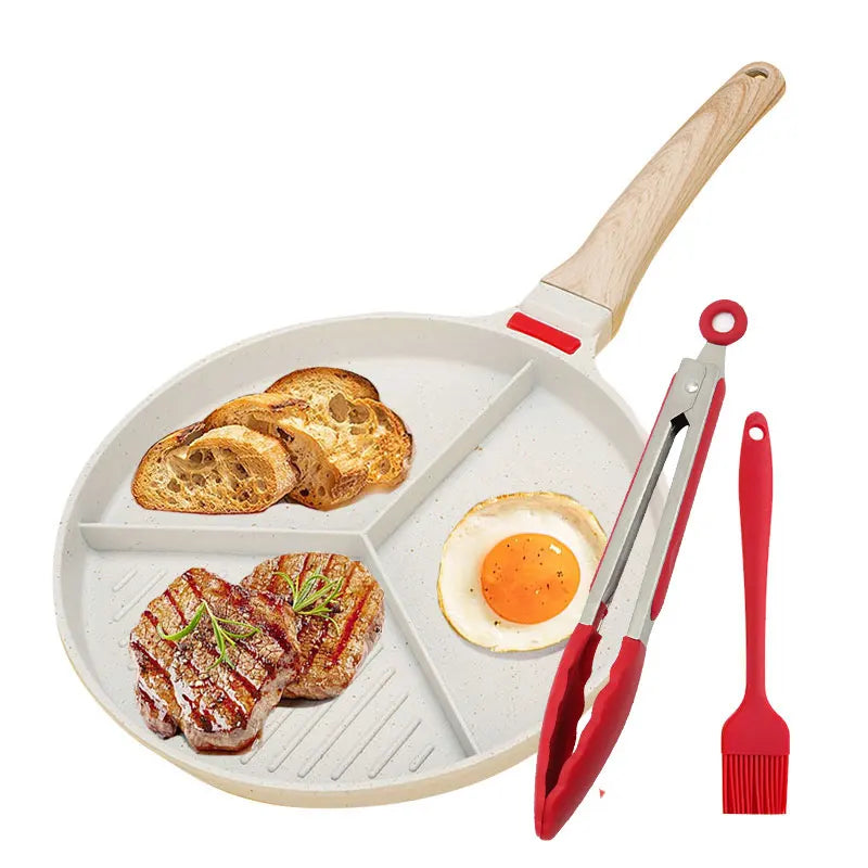 3-Cup Nonstick Omelette Pan – Divided Breakfast Frying Pan with Heat Resistant Handle