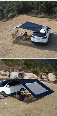 Car Tarp with Mesh Skylight Tent Camping SUV Car Awning Shelter Portable Canopy Waterproof Outdoor Shade Tourism Sun Shelter