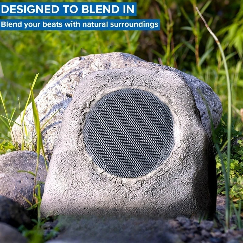 Portable Solar-Powered Bluetooth Rock Speakers Pair with Multi-Link, Weather-Resistant Design for Outdoor Entertainment,