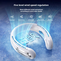 Mini Bladeless Neck Fan – USB Rechargeable Portable Hanging Fan with LED Digital Display