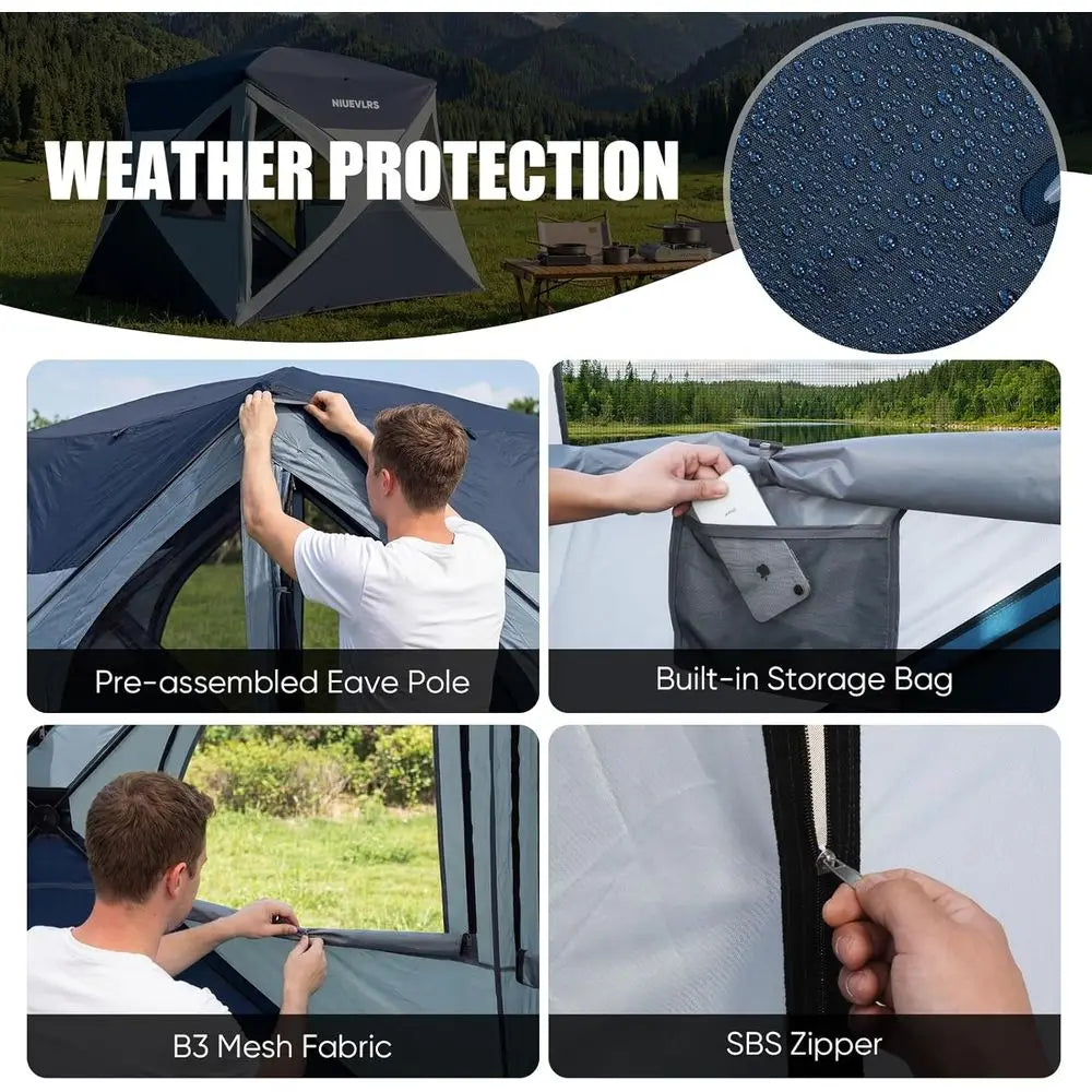 4 Person Quick Setup Camping Tent – Waterproof Wind Resistant Portable Shelter for Outdoor Camping & Hiking