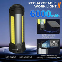 6000mAh Rechargeable LED Work Light for Camping