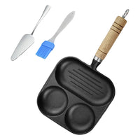 Iron Cast 3-in-1  Egg Frying Pan with  Handle Egg Cooker Pan Nonstick Egg Pan for Gas Stove & Induction Cooker
