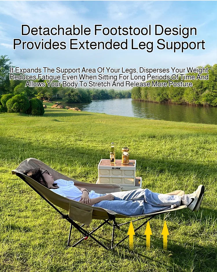 Portable Folding Recliner Beach Chair Leg Rest Lunch Break Folding with Outdoor Lunch Chair Outdoor Camping Chair Fishing Chair