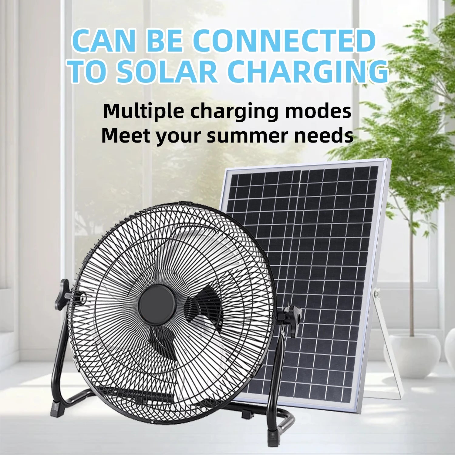 Battery Operated Solar Fan – Portable Indoor & Outdoor Fan with USB Phone Charging Output