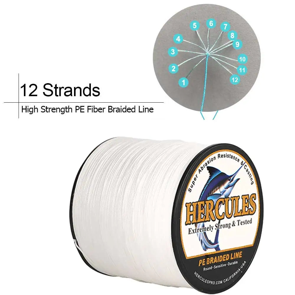 Hercules 12 Strands Braided Fishing Line – 300M-1000M, 10-200LB | Field to Peak.
