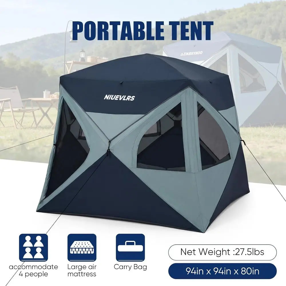 4 Person Quick Setup Camping Tent – Waterproof Wind Resistant Portable Shelter for Outdoor Camping & Hiking