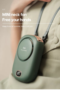 Portable Bladeless Neckband Fan – USB Rechargeable Mini Hanging Neck Fan for Travel & Outdoor Use