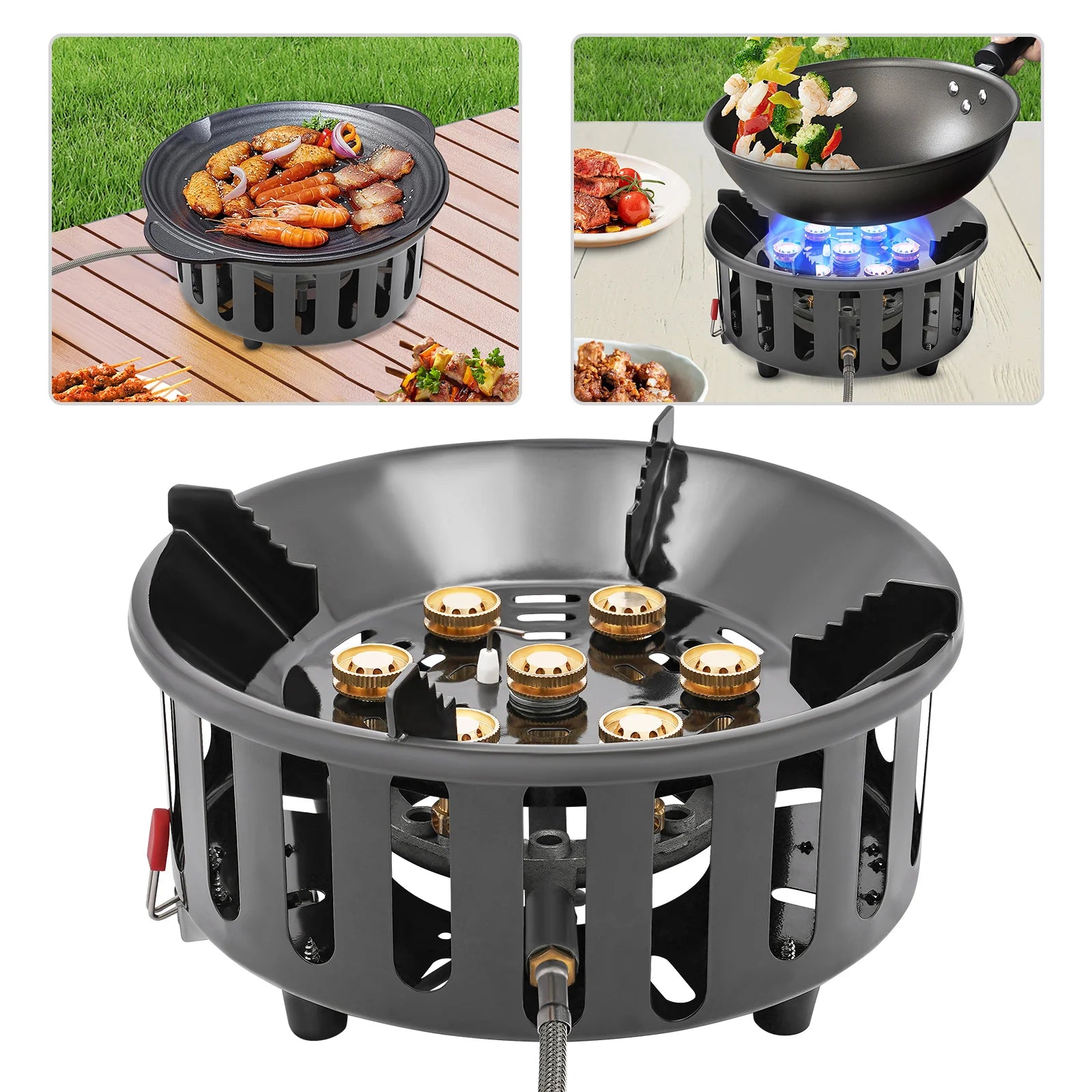 7-Core Camping Stove 21000W High-Power with Electronic Ignition