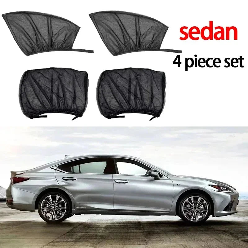 Car Window Sunshade Mosquito Net Set – Breathable UV Protection Screens for Front & Rear Windows (2PCS/4PCS)