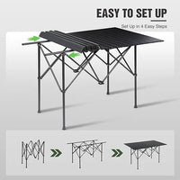 Roll Up Camping Table – Lightweight Folding Metal Outdoor Picnic Table