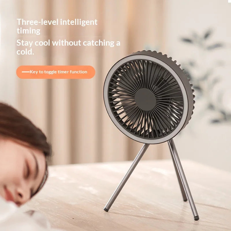 HOMEFISH Rechargeable Camping Fan – Wireless Ceiling & Desktop Fan with LED Light and Power Bank