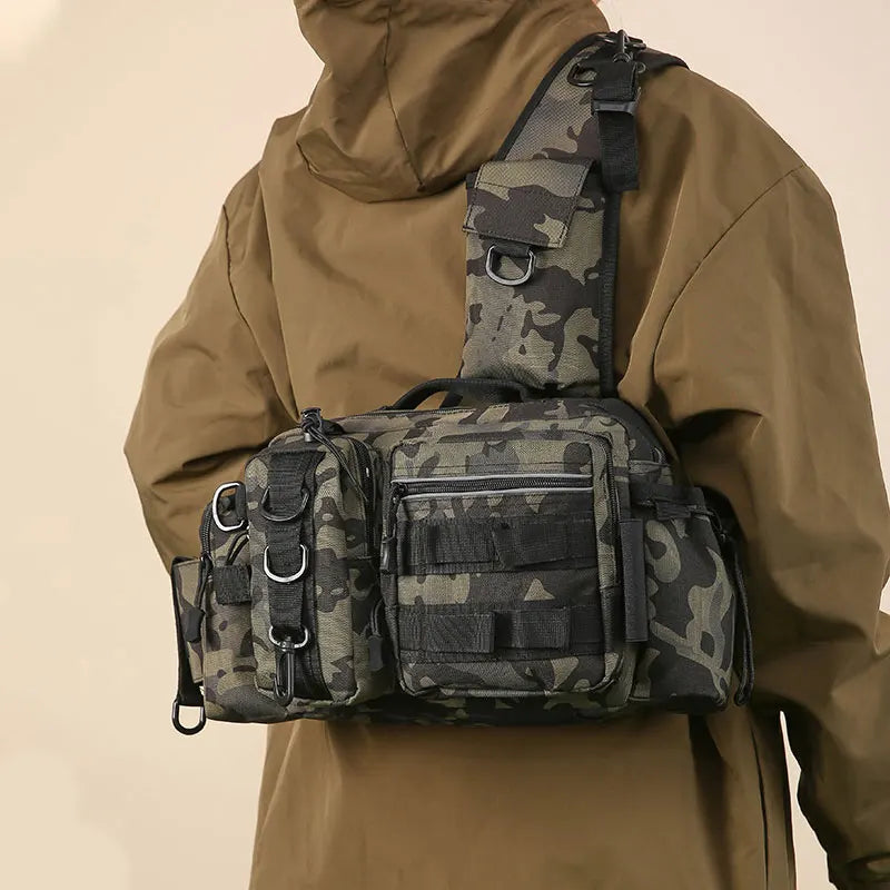 Heavy Duty Fishing Gear Shoulder Bag – Multi-Compartment Outdoor Tackle Storage Bag