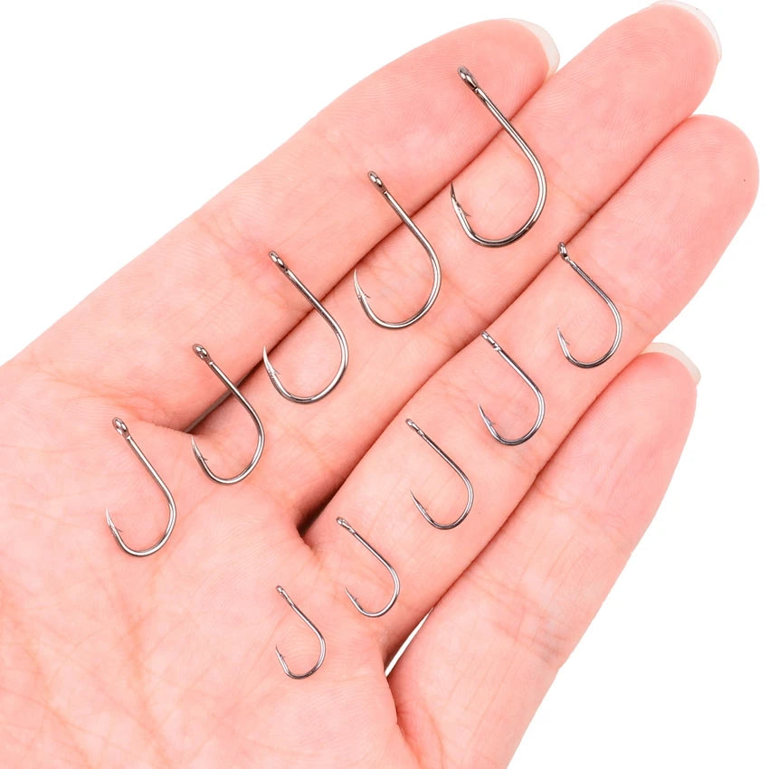 Heavy Duty Fishing Hooks Set – High Carbon Steel Barbed Fishhooks with Storage Box