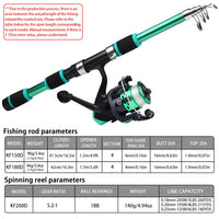 Portable Glass Fiber Telescopic Fishing Rod – Heavy Duty Baitcasting Fishing Pole