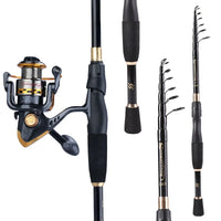 Sougayilang Telescopic Fishing Combo 1.8m 2.1m 2.4m Carbon Fiber Rod and 5.5:1 13+1BB Spinning Fishing Reel Fishing Kit Pesca