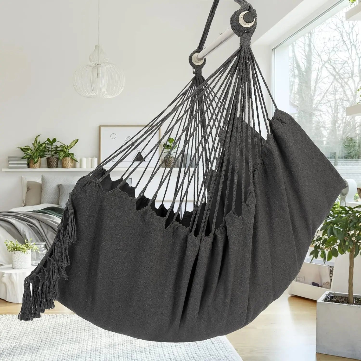 Heavy Duty Macrame Hanging Chair with Cushions
