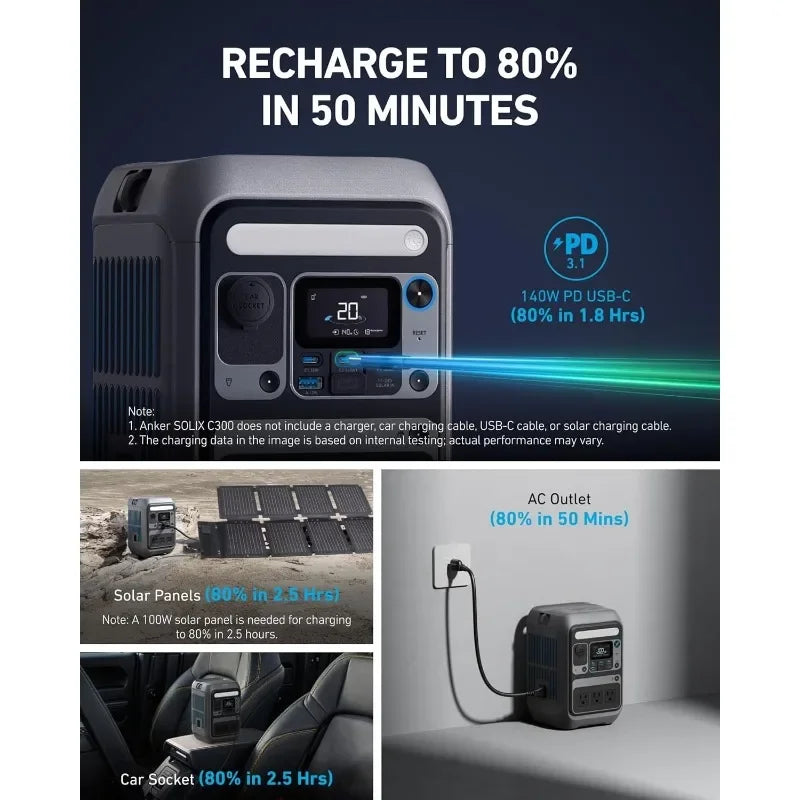 SOLIX C300 Portable Power Station 300W Solar Generator