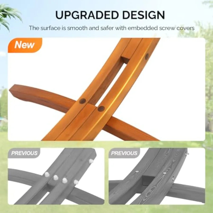 Double Hammock with Curved Hardwood Stand
