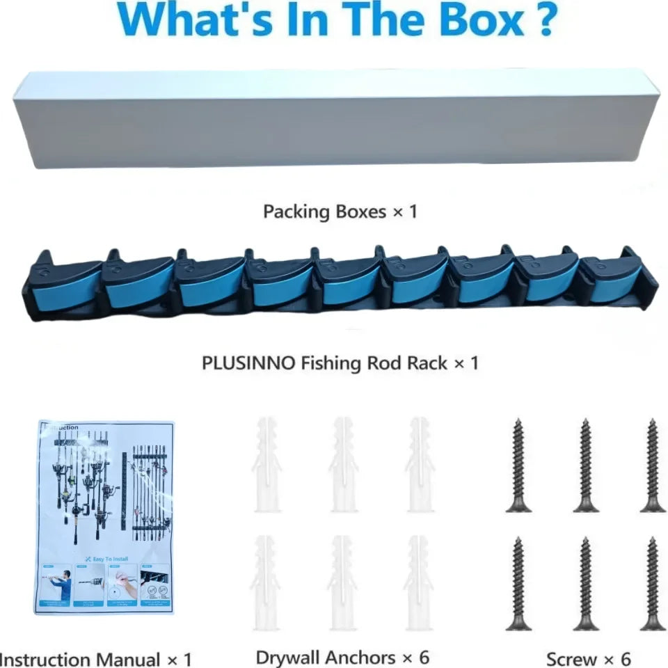 Wall Mounted Fishing Rod Holder Rack – Vertical & Horizontal Storage Organizer for Up to 9 Rods