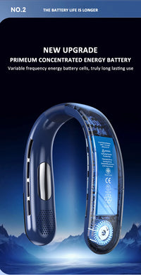 Wearable Neck Fan with LED Display – 360° Portable Cooling Fan, 5 Speeds & Low Noise Design